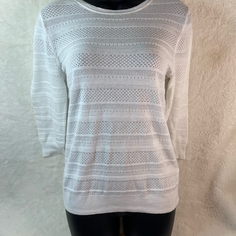 Old Navy Cream Open Knit Sweater Size L Lightweight Pullover - Picture 1 of 4